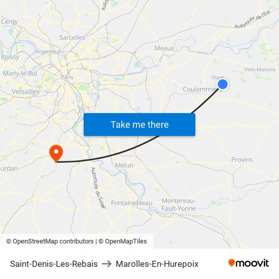 Saint-Denis-Les-Rebais to Marolles-En-Hurepoix map