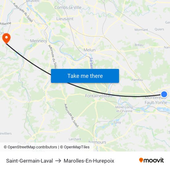 Saint-Germain-Laval to Marolles-En-Hurepoix map