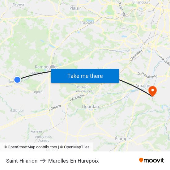 Saint-Hilarion to Marolles-En-Hurepoix map
