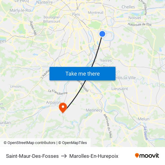 Saint-Maur-Des-Fosses to Marolles-En-Hurepoix map