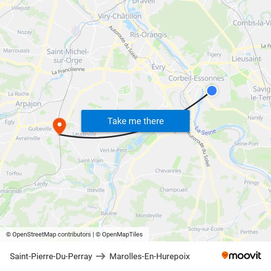 Saint-Pierre-Du-Perray to Marolles-En-Hurepoix map