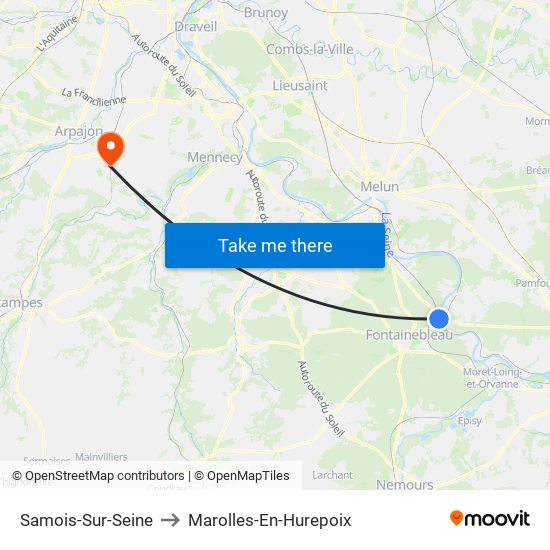 Samois-Sur-Seine to Marolles-En-Hurepoix map