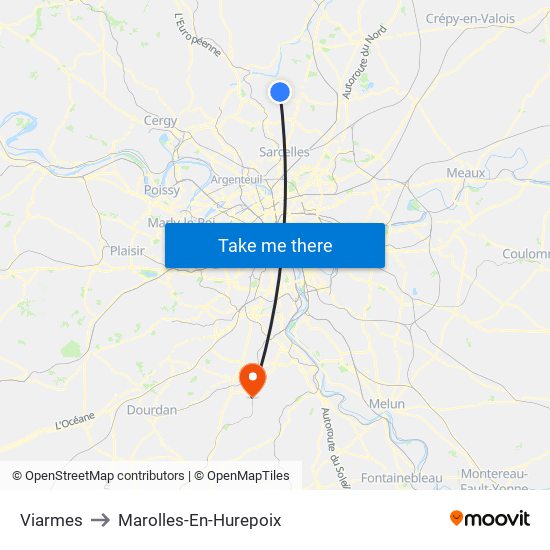 Viarmes to Marolles-En-Hurepoix map