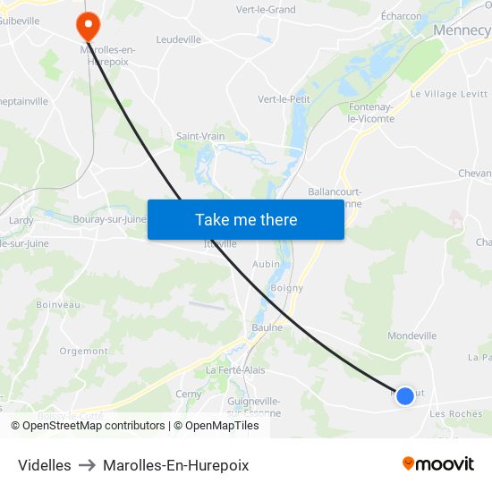 Videlles to Marolles-En-Hurepoix map