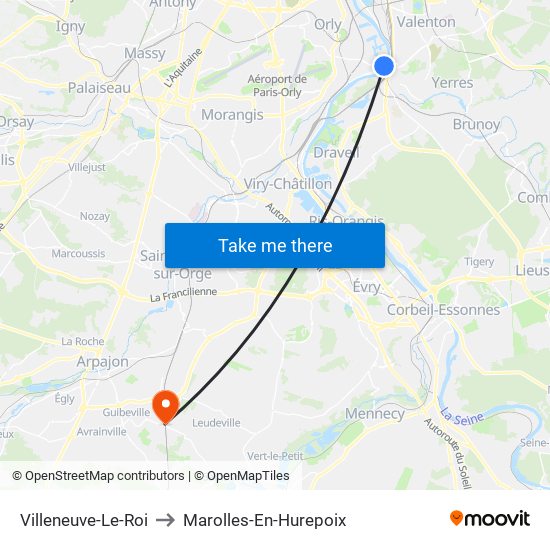 Villeneuve-Le-Roi to Marolles-En-Hurepoix map