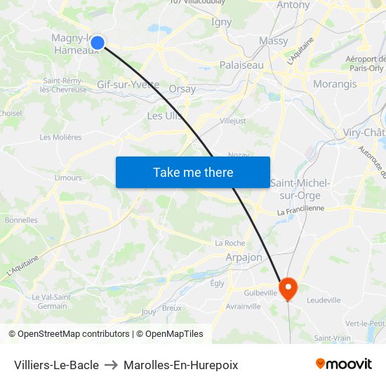 Villiers-Le-Bacle to Marolles-En-Hurepoix map