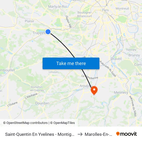 Saint-Quentin En Yvelines - Montigny-Le-Bretonneux to Marolles-En-Hurepoix map