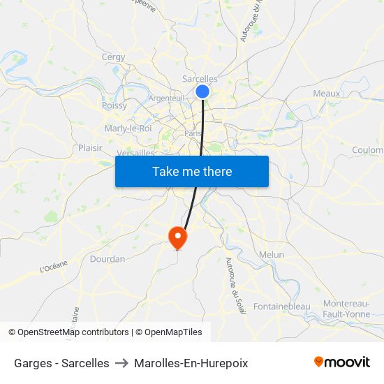 Garges - Sarcelles to Marolles-En-Hurepoix map