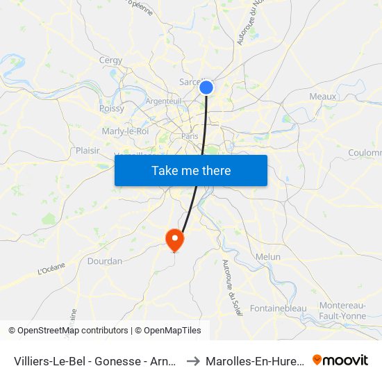 Villiers-Le-Bel - Gonesse - Arnouville to Marolles-En-Hurepoix map