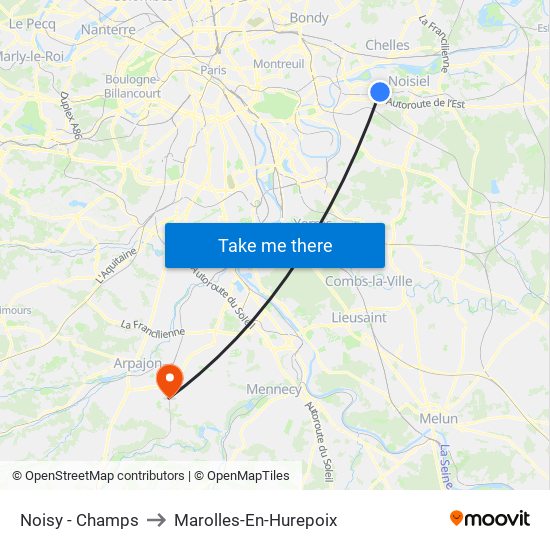Noisy - Champs to Marolles-En-Hurepoix map