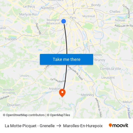 La Motte-Picquet - Grenelle to Marolles-En-Hurepoix map
