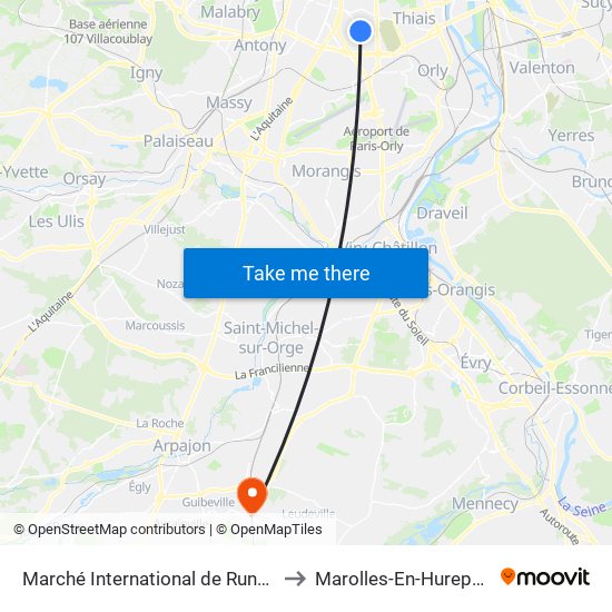 Marché International de Rungis to Marolles-En-Hurepoix map