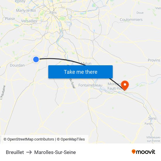 Breuillet to Marolles-Sur-Seine map