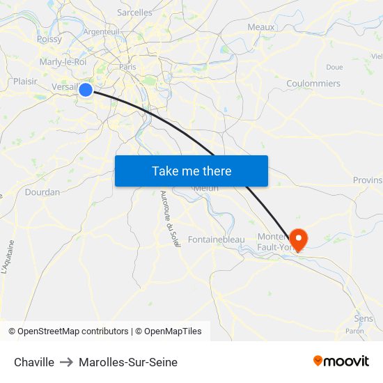Chaville to Marolles-Sur-Seine map