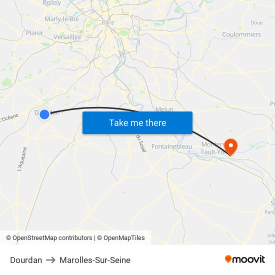 Dourdan to Marolles-Sur-Seine map