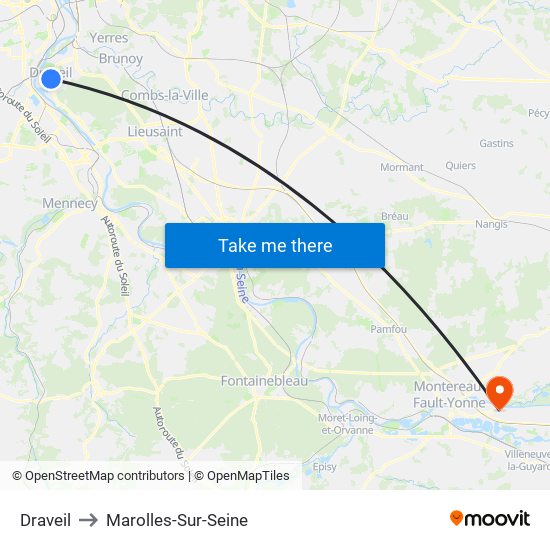 Draveil to Marolles-Sur-Seine map