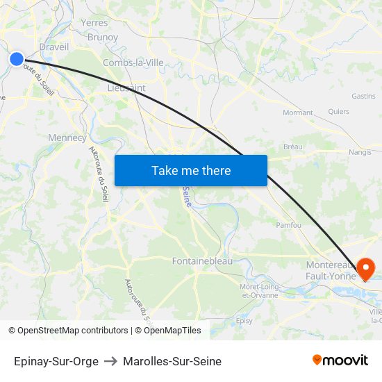 Epinay-Sur-Orge to Marolles-Sur-Seine map