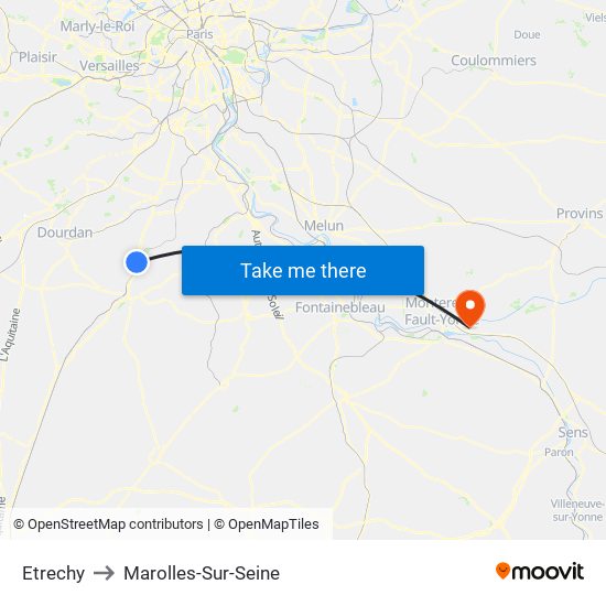 Etrechy to Marolles-Sur-Seine map