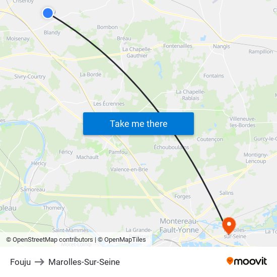 Fouju to Marolles-Sur-Seine map