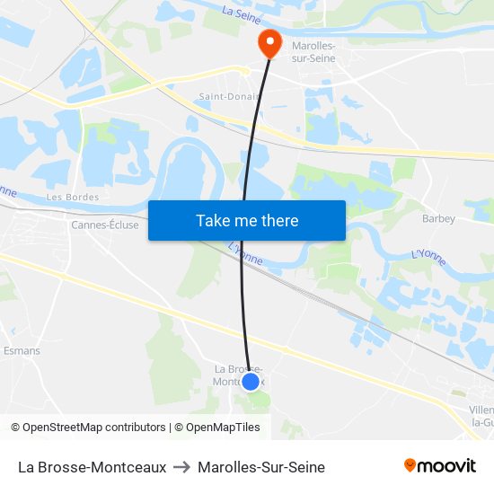 La Brosse-Montceaux to Marolles-Sur-Seine map