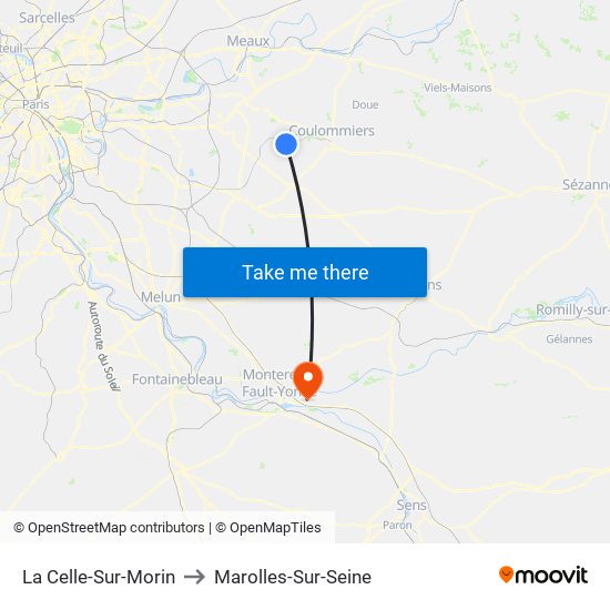 La Celle-Sur-Morin to Marolles-Sur-Seine map