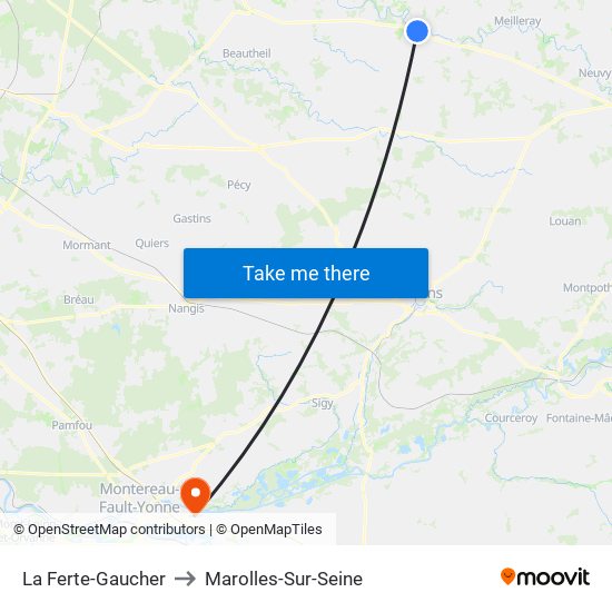 La Ferte-Gaucher to Marolles-Sur-Seine map