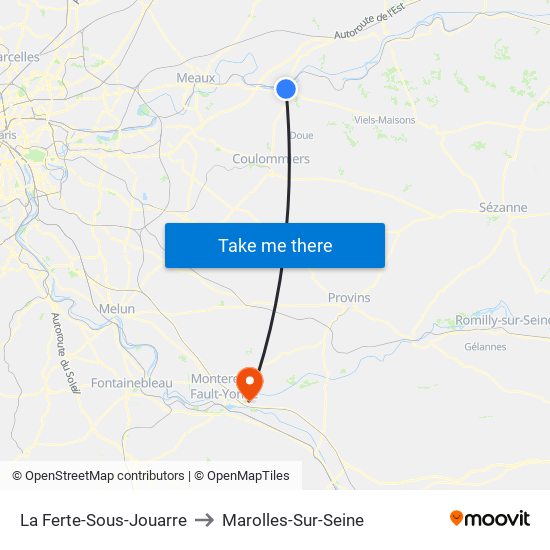 La Ferte-Sous-Jouarre to Marolles-Sur-Seine map