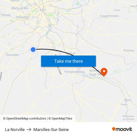 La Norville to Marolles-Sur-Seine map