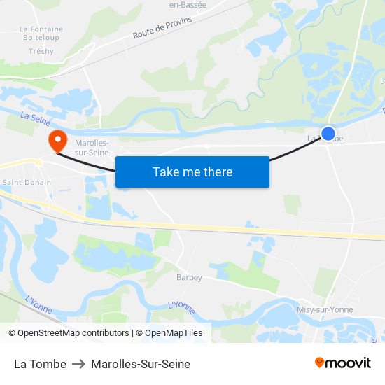 La Tombe to Marolles-Sur-Seine map