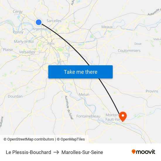 Le Plessis-Bouchard to Marolles-Sur-Seine map