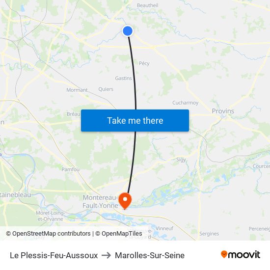 Le Plessis-Feu-Aussoux to Marolles-Sur-Seine map