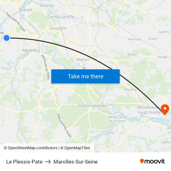 Le Plessis-Pate to Marolles-Sur-Seine map