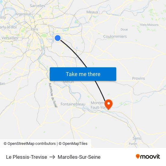 Le Plessis-Trevise to Marolles-Sur-Seine map