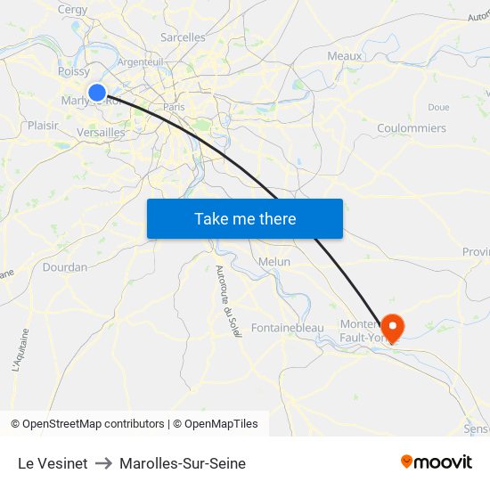 Le Vesinet to Marolles-Sur-Seine map