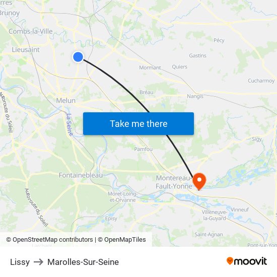 Lissy to Marolles-Sur-Seine map