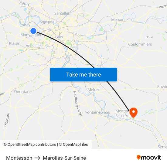 Montesson to Marolles-Sur-Seine map