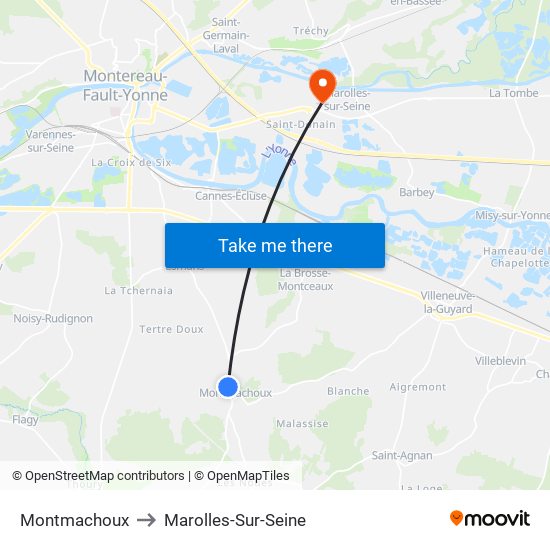 Montmachoux to Marolles-Sur-Seine map