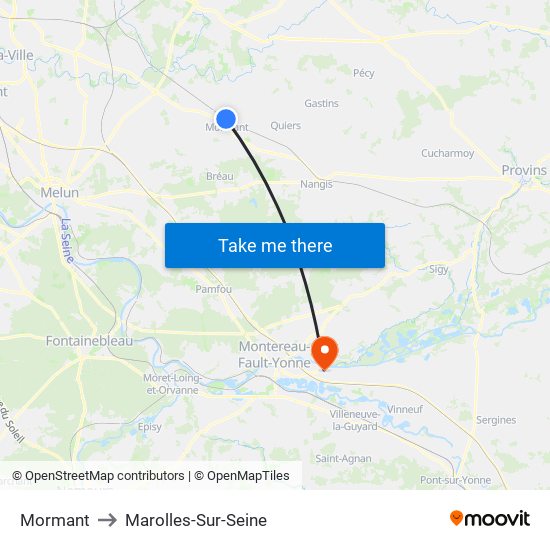 Mormant to Marolles-Sur-Seine map