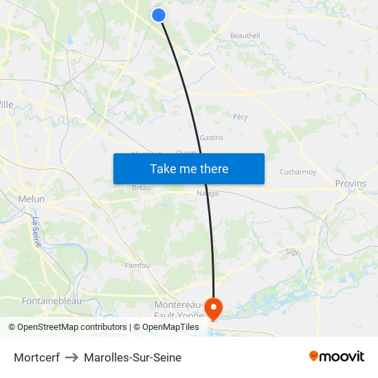 Mortcerf to Marolles-Sur-Seine map
