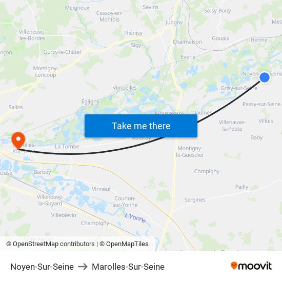 Noyen-Sur-Seine to Marolles-Sur-Seine map