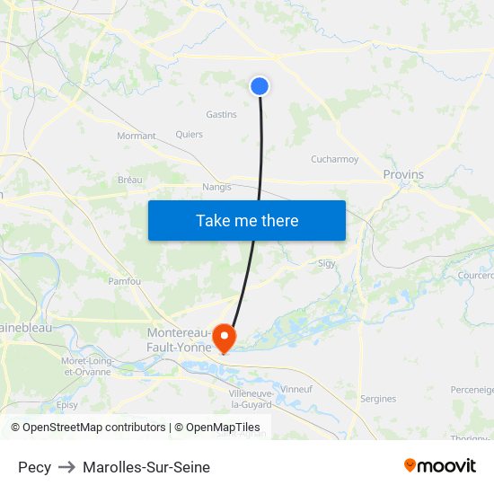 Pecy to Marolles-Sur-Seine map