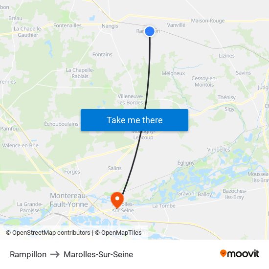 Rampillon to Marolles-Sur-Seine map