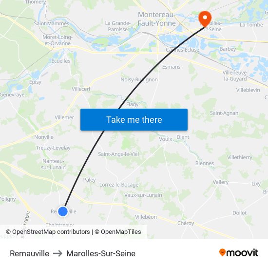 Remauville to Marolles-Sur-Seine map