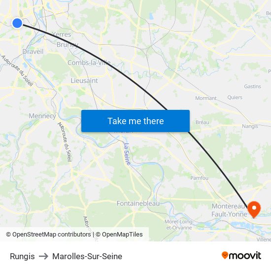 Rungis to Marolles-Sur-Seine map