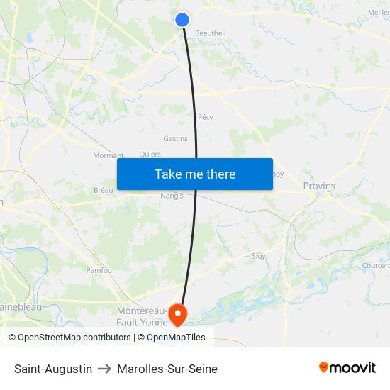 Saint-Augustin to Marolles-Sur-Seine map