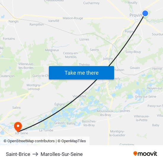 Saint-Brice to Marolles-Sur-Seine map