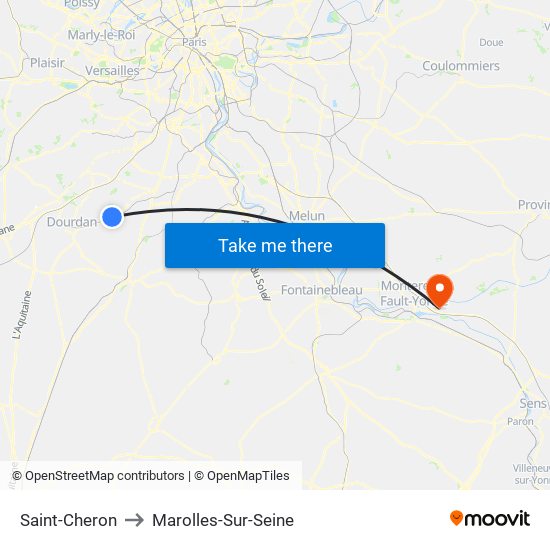 Saint-Cheron to Marolles-Sur-Seine map