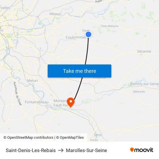 Saint-Denis-Les-Rebais to Marolles-Sur-Seine map