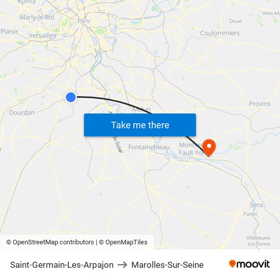 Saint-Germain-Les-Arpajon to Marolles-Sur-Seine map