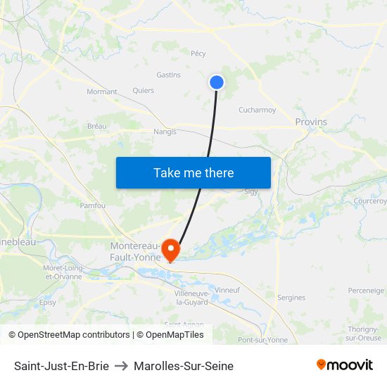 Saint-Just-En-Brie to Marolles-Sur-Seine map